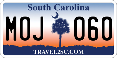 SC license plate MOJ060
