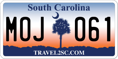 SC license plate MOJ061