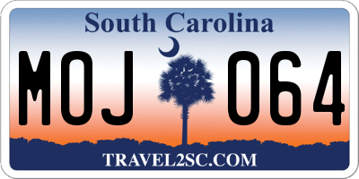SC license plate MOJ064
