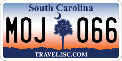 SC license plate MOJ066