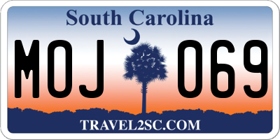SC license plate MOJ069
