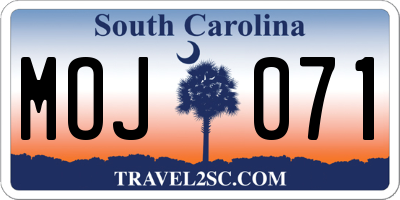 SC license plate MOJ071