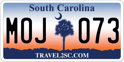 SC license plate MOJ073