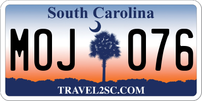 SC license plate MOJ076