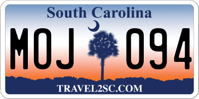 SC license plate MOJ094