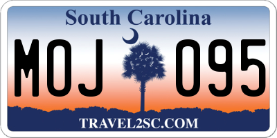 SC license plate MOJ095