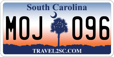 SC license plate MOJ096