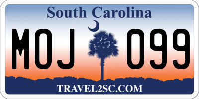 SC license plate MOJ099