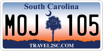 SC license plate MOJ105