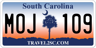 SC license plate MOJ109