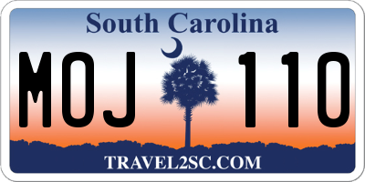 SC license plate MOJ110