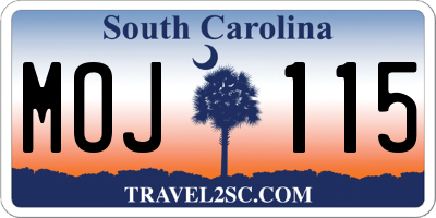 SC license plate MOJ115