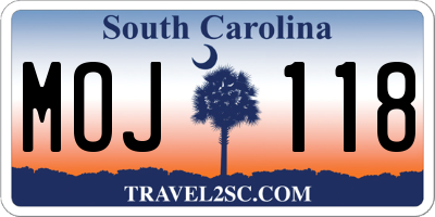 SC license plate MOJ118