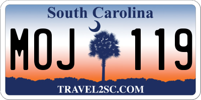 SC license plate MOJ119