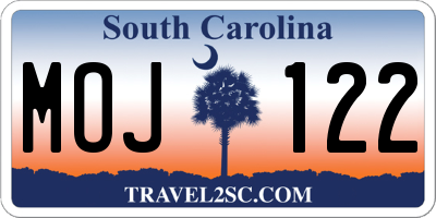 SC license plate MOJ122