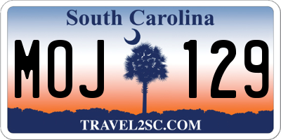 SC license plate MOJ129