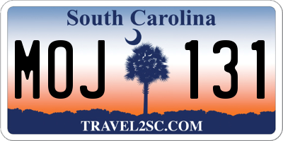 SC license plate MOJ131