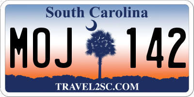 SC license plate MOJ142