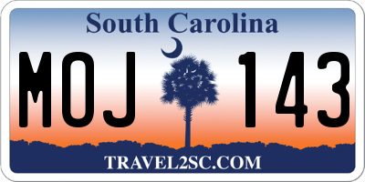 SC license plate MOJ143
