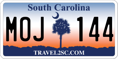 SC license plate MOJ144