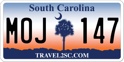 SC license plate MOJ147