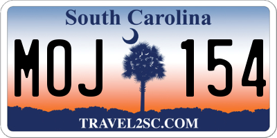 SC license plate MOJ154