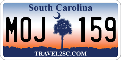 SC license plate MOJ159