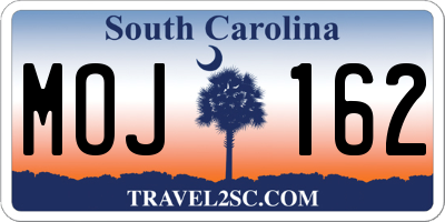 SC license plate MOJ162