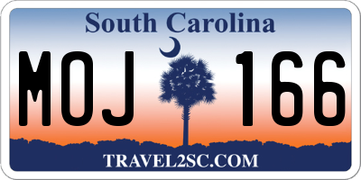 SC license plate MOJ166