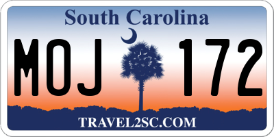 SC license plate MOJ172