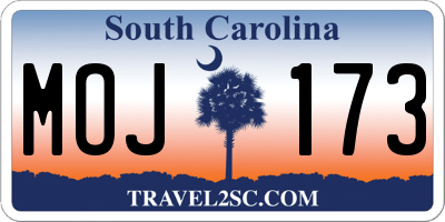 SC license plate MOJ173