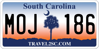 SC license plate MOJ186