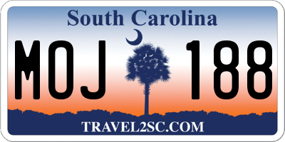 SC license plate MOJ188