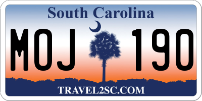 SC license plate MOJ190