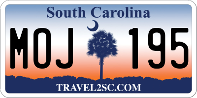 SC license plate MOJ195