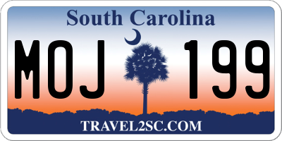 SC license plate MOJ199