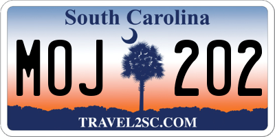 SC license plate MOJ202