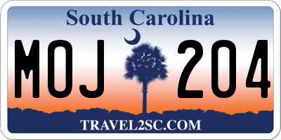SC license plate MOJ204