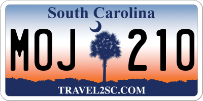 SC license plate MOJ210