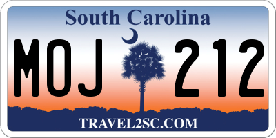 SC license plate MOJ212