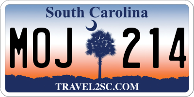 SC license plate MOJ214