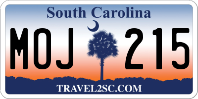 SC license plate MOJ215