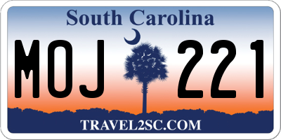 SC license plate MOJ221