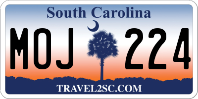 SC license plate MOJ224