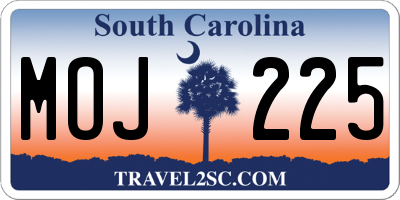 SC license plate MOJ225