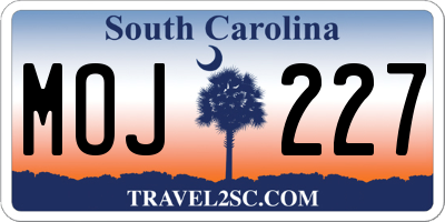 SC license plate MOJ227