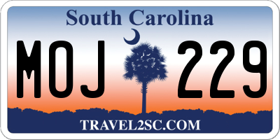 SC license plate MOJ229