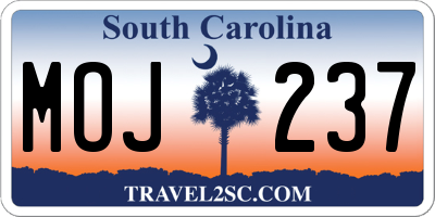 SC license plate MOJ237