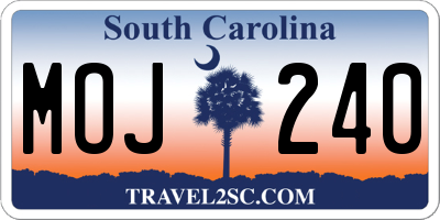 SC license plate MOJ240