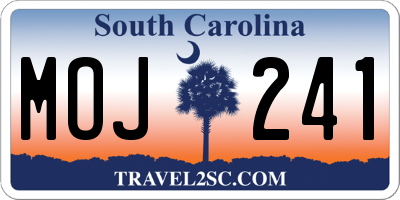 SC license plate MOJ241